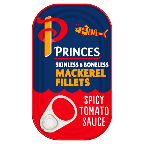 Princes Mackerel Fillets Spicy Tomato Sauce 125g pack shot
