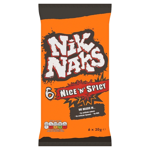 Nik Naks Nice & Spicy 6pk (6 x 20g) pack shot