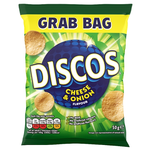 Discos Cheese & Onion Grab Bag 50g pack shot