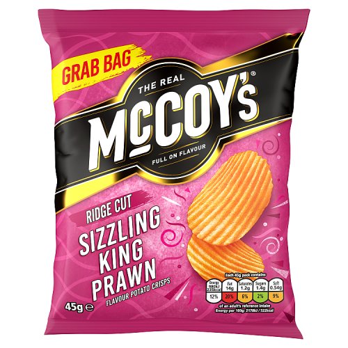 McCoys Sizzling Prawn 36x45g pack shot