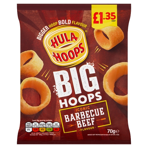 Hula Hoops Big Hoops BBQ Beef 70g PMP pack shot