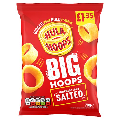 Hula Hoops Big Hoops Salted 70g PMP pack shot