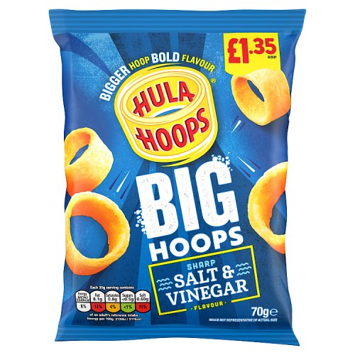 Hula Hoops Big Hoops Salt & Vinegar 70g PMP pack shot