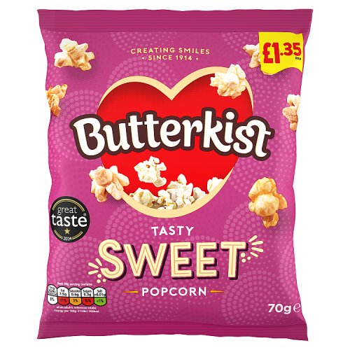Butterkist Sweet Popcorn PM £1.35 70g pack shot