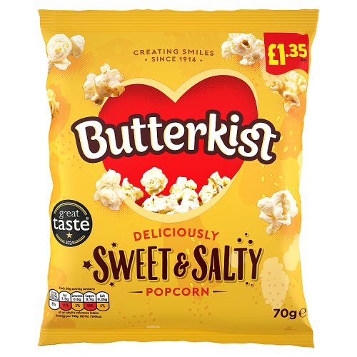 Butterkist Sweet & Salted Popcorn PM £1.35 70g pack shot