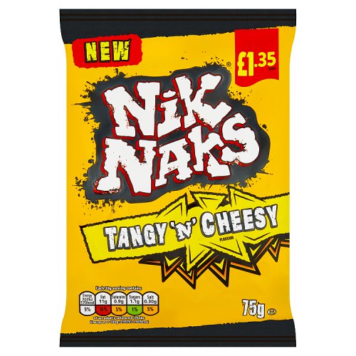 Nik Naks Tangy N Cheesy Crisps PM £1.35 75g pack shot