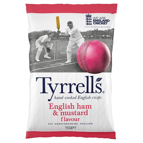 Tyrrells English Ham & Mustard Crisps 135g pack shot