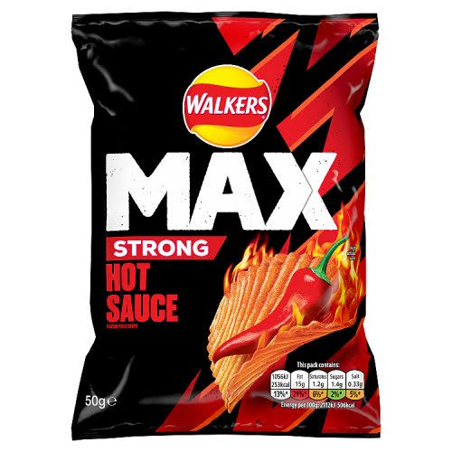 Walkers Max Strong Hot Sauce Blaze Crisps 50g pack shot