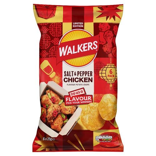 Walkers Salt & Pepper Chicken 6pk (6 x 25g) pack shot