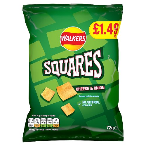 Squares Cheese & Onion 72g PMP pack shot
