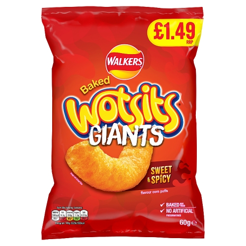 Walkers Wotsits Giants Sweet & Spicy Flamin Hot 60g PMP pack shot