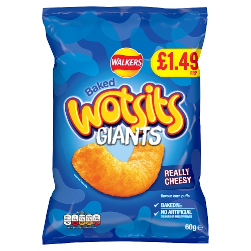 Walkers Wotsits Giants Really Cheesy 60g PMP pack shot