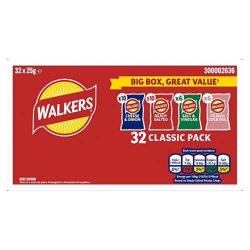 Walkers Variety Box 32pk (32 x 25g) pack shot
