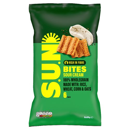 Walkers Sunbites Sour Cream & Cracked Black Pepper 6pk (6 x 25g) pack shot