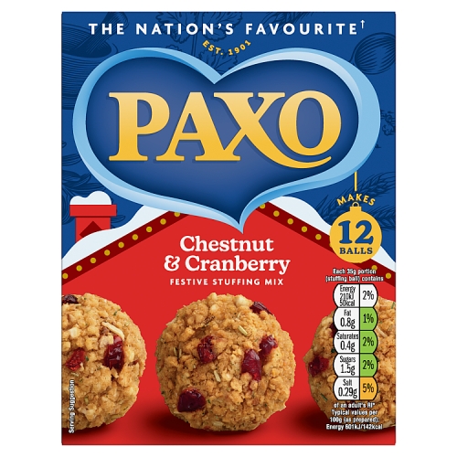 Paxo Cranberry & Chestnut Stuffing 170g pack shot
