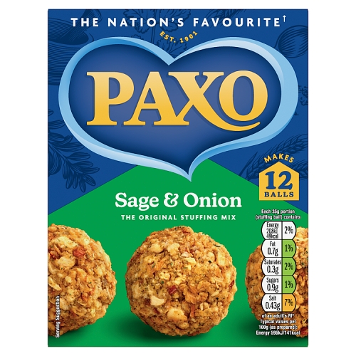 Paxo Sage & Onion Stuffing 170g pack shot