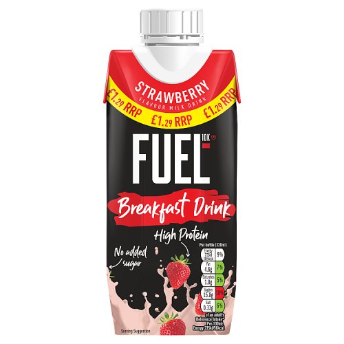 FUEL 10K Breakfast Drink Strawberry 330ml PMP pack shot