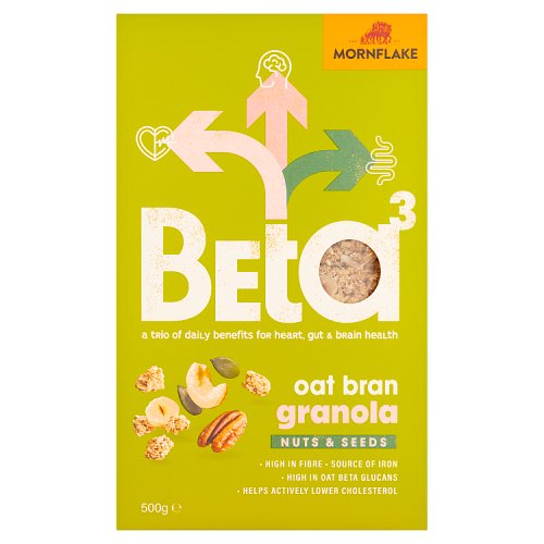 Mornflake Beta 3 Oatbran Granola Nuts & Seeds 500g pack shot