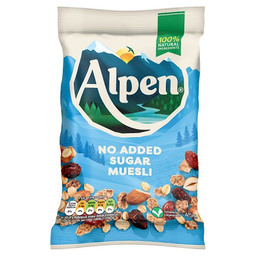 Alpen No Added Sugar Muesli Sachets 45g pack shot