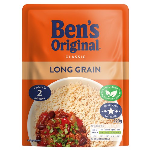 Ben's Original Microwave Rice Long Grain 220g pack shot