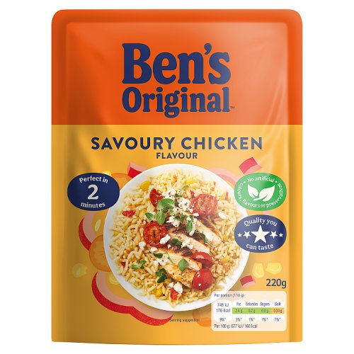 Bens Original Savoury Chicken Microwave Rice 220g pack shot