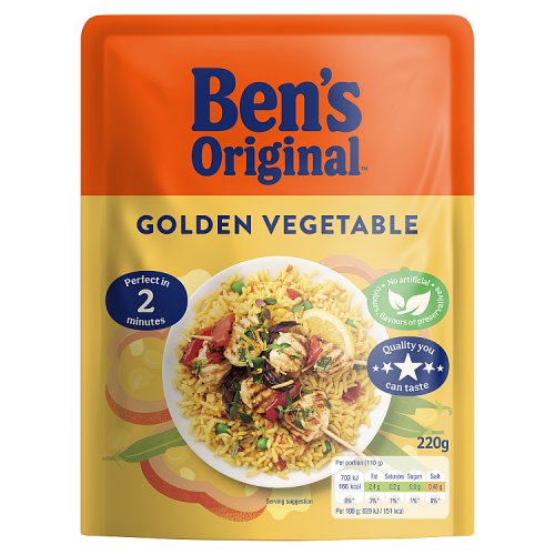 Bens Original Golden Vegetable Microwave Rice 220g pack shot