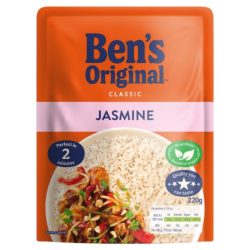 Bens Classic Jasmine Microwavable Rice 220g pack shot