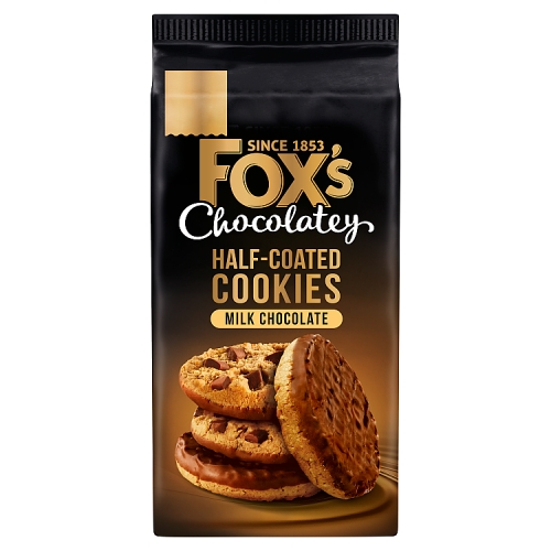 Foxs Half Coated Milk Chocolate Cookies 157g PMP pack shot