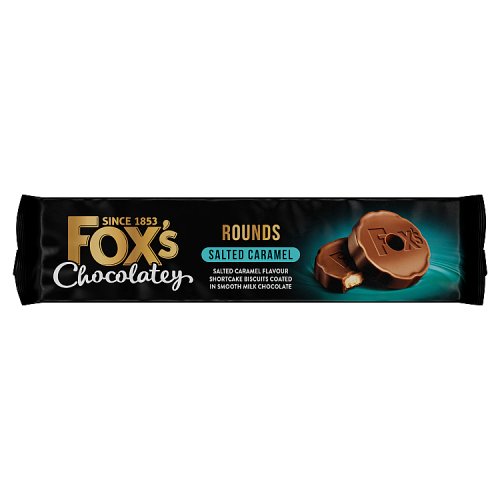 Foxs Chocolatey Rounds Salted Caramel 130g pack shot