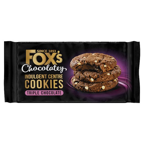 Foxs Indulgent Centre Triple Choc Cookies 160g pack shot