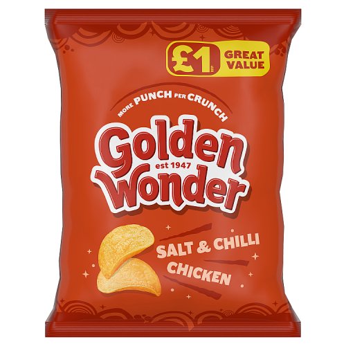 Golden Wonder Crisps Salt & Chili Chicken 57G PMP pack shot