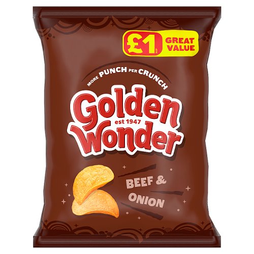 Golden Wonder Crisps Beef & Onion PM 1.00 57G pack shot