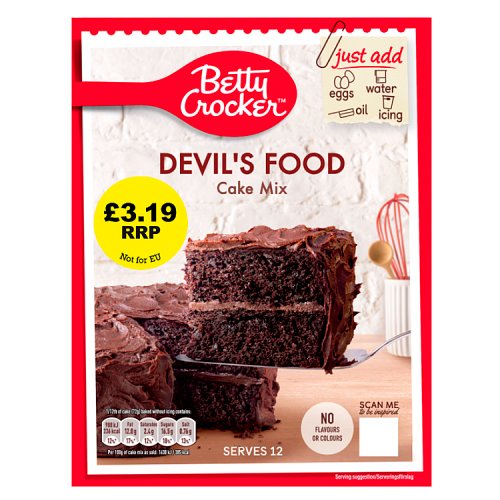 Betty Crocker Cake Mixes Devils Food 4x425g £3.19 PMP pack shot