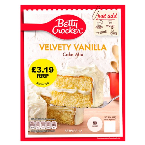 Betty Crocker Cake Mixes Vanilla Cake 4x425g PMP £3.19 pack shot