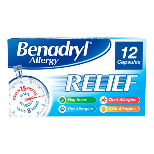 Benadryl Capsules 12s pack shot