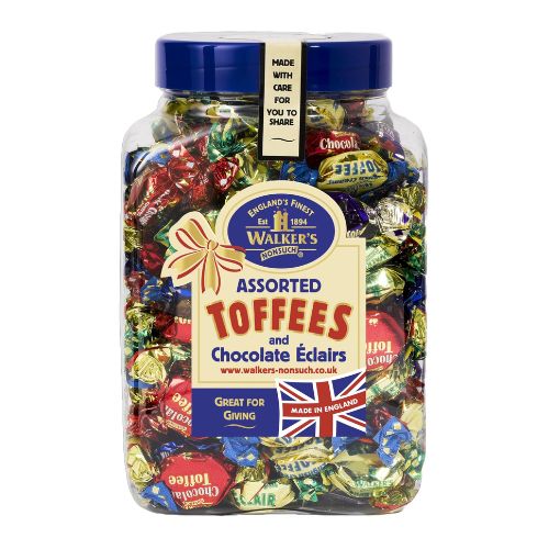 Walkers Nonsuch Assorted Toffees & Chocolate Eclairs Jar 1.25kg pack shot