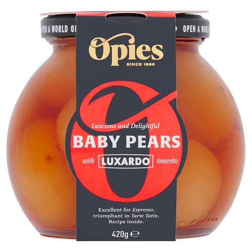 Opies Baby Pears with Luxardo Amaretto 420g pack shot