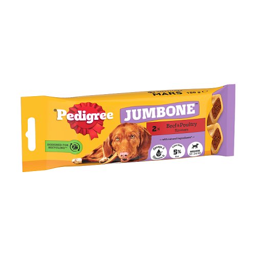Pedigree Jumbone Medium Dog Treats With Beef 2 Chews 180G pack shot