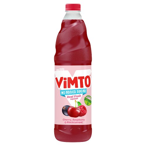 Vimto Cherry Raspberry & Blackcurrant Squash 1Ltr pack shot