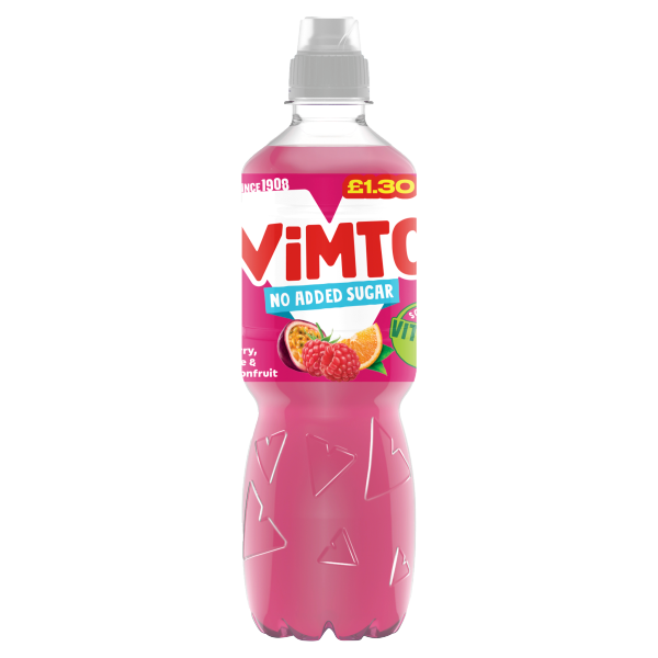 Vimto Still Sportscap Remix Raspberry Orange & Passionfruit PM £1.25 500ml pack shot