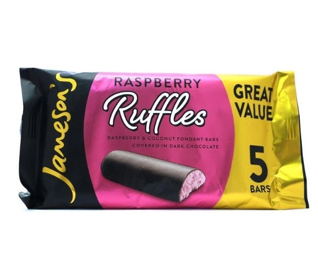 Jamesons Raspberry Ruffle Multipack (Brown Box) 130g pack shot