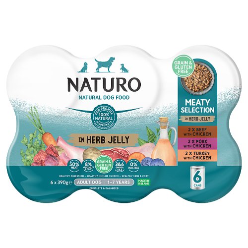 Naturo Meaty Selection in Herb Jelly 6pk (6 x 390g) pack shot