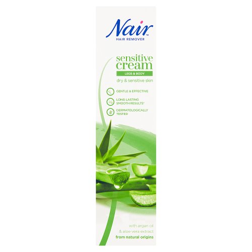Nair Hair Removal Cream Sensitive Legs & Body With Argan Oil & Aloe Vera Extract 100ml pack shot