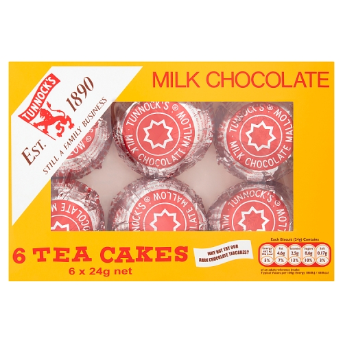 Tunnocks Milk Chocolate Tea Cakes (6 x 24g) pack shot