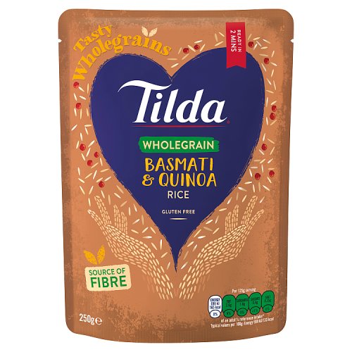 Tilda Special Steamed Basmati Brown & Quinoa Rice 250g pack shot