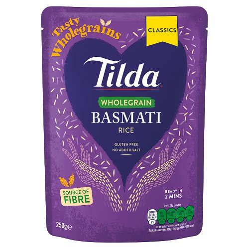 Tilda Classic Steamed Brown Basmati Rice 250g pack shot