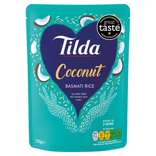 Tilda Special Steamed Basmati Coconut Rice 250g pack shot