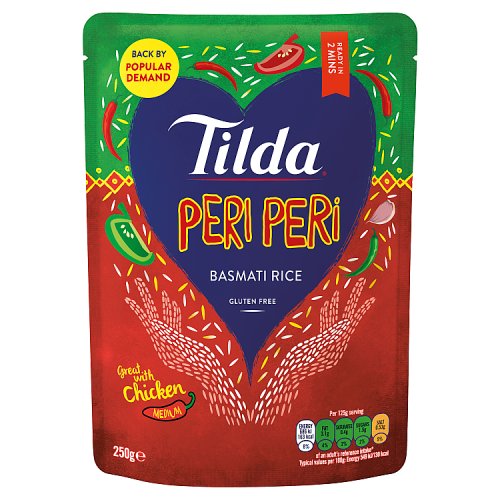 Tilda Special Steamed Peri Peri Rice 250g pack shot