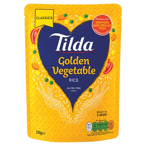 Tilda Classic Golden Vegetable Long Grain Rice 250g pack shot