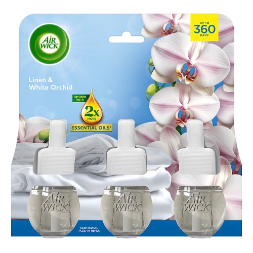 Airwick Plug In Triple Refill Linen & White Orchid pack shot